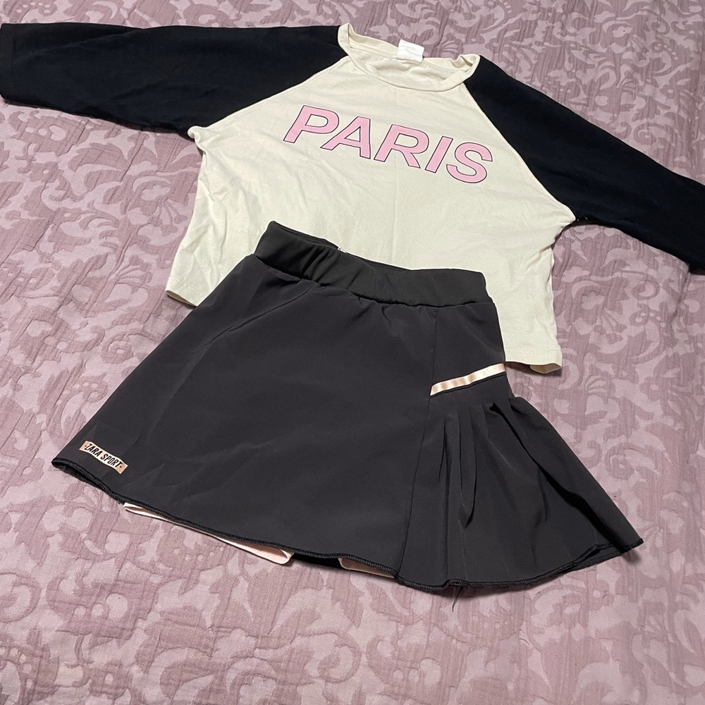 2 piece tennis skirt with half sleeve shirt